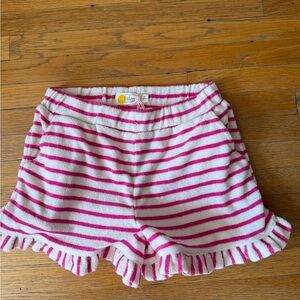NWT Mini Boden Pink and white stripe Ruffle Terry Shorts